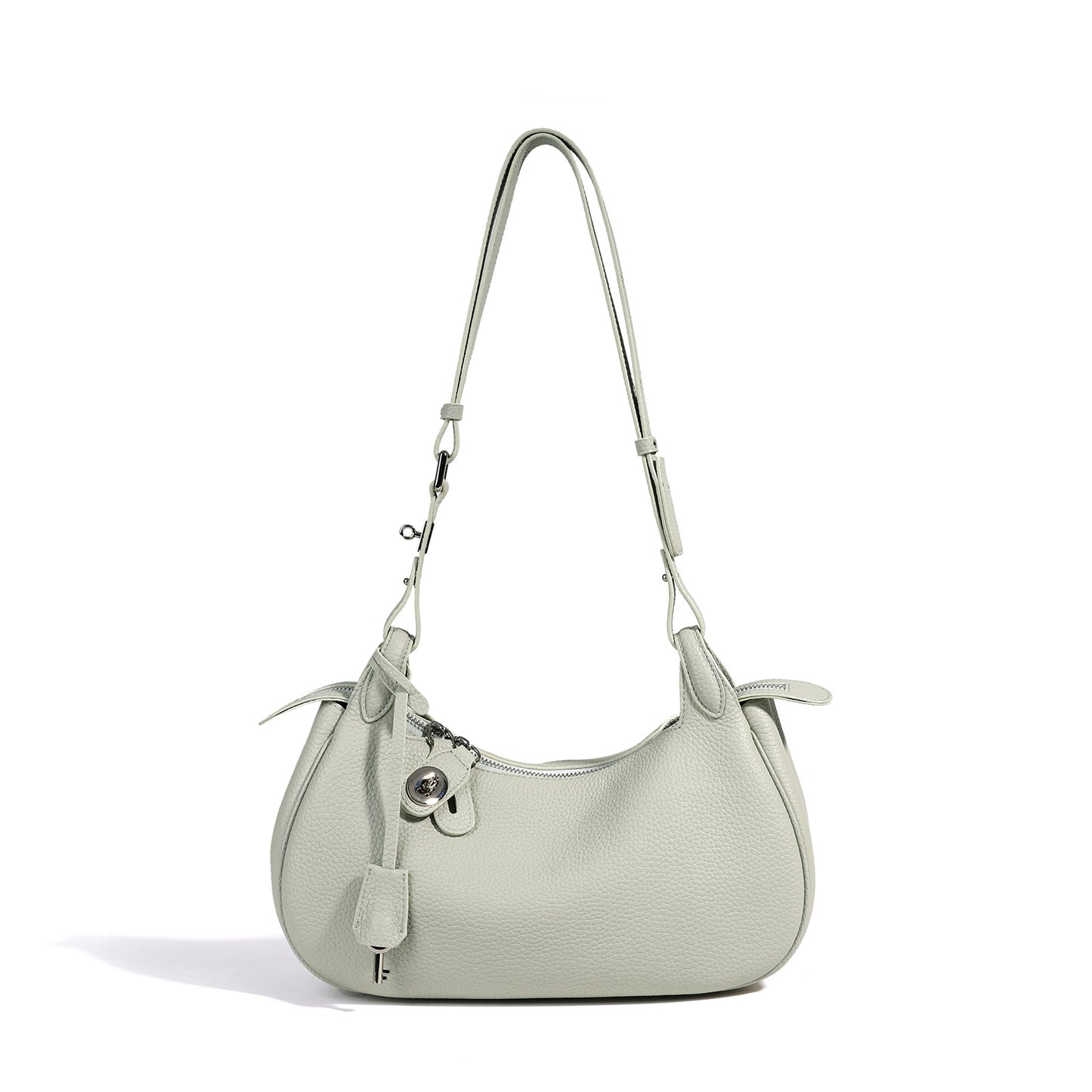 Genuine Leather Crescent Bag for Women, Candy Color Original Minimalist Design Shoulder Underarm Top Handle Purse, Premium Niche Handbag for Ladies