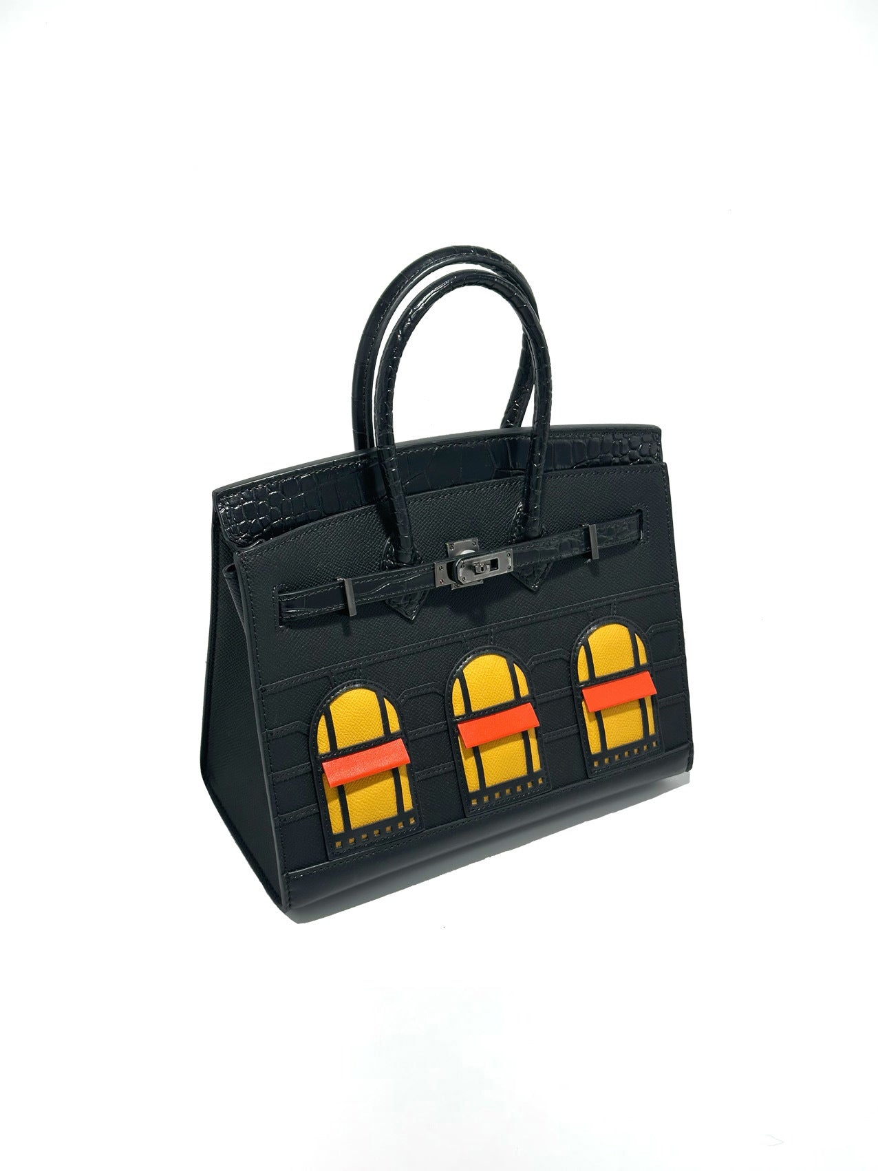 New Arrival Croc-Effect Genuine Leather House-Shaped Bag for Women, A High-End Versatile Top-Handle Shoulder Crossbody Handbag with Fashionable Premium Design
