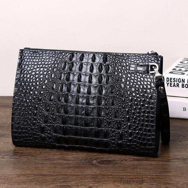 New Arrival Croc-Effect Large Business Clutch Bag, A Multi-Functional Envelope Wallet with Large Capacity, Perfect Commuter Document Organizer