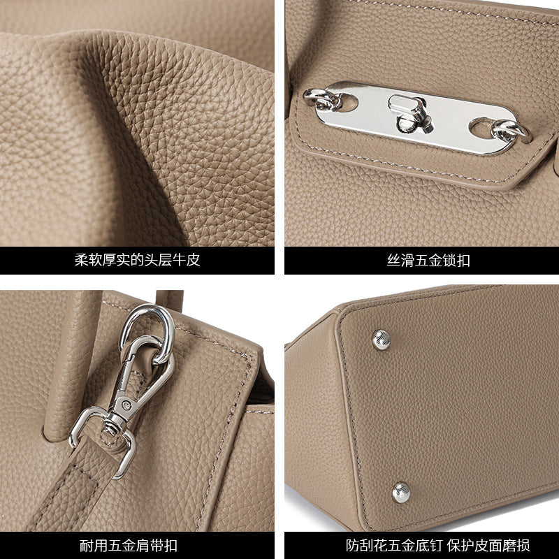 Chic Genuine Leather Birkin & Kelly-Inspired Tote Bag for Women, Trendy Cowhide Top-Handle Crossbody Shoulder Handbag with Fashionable Everyday Design