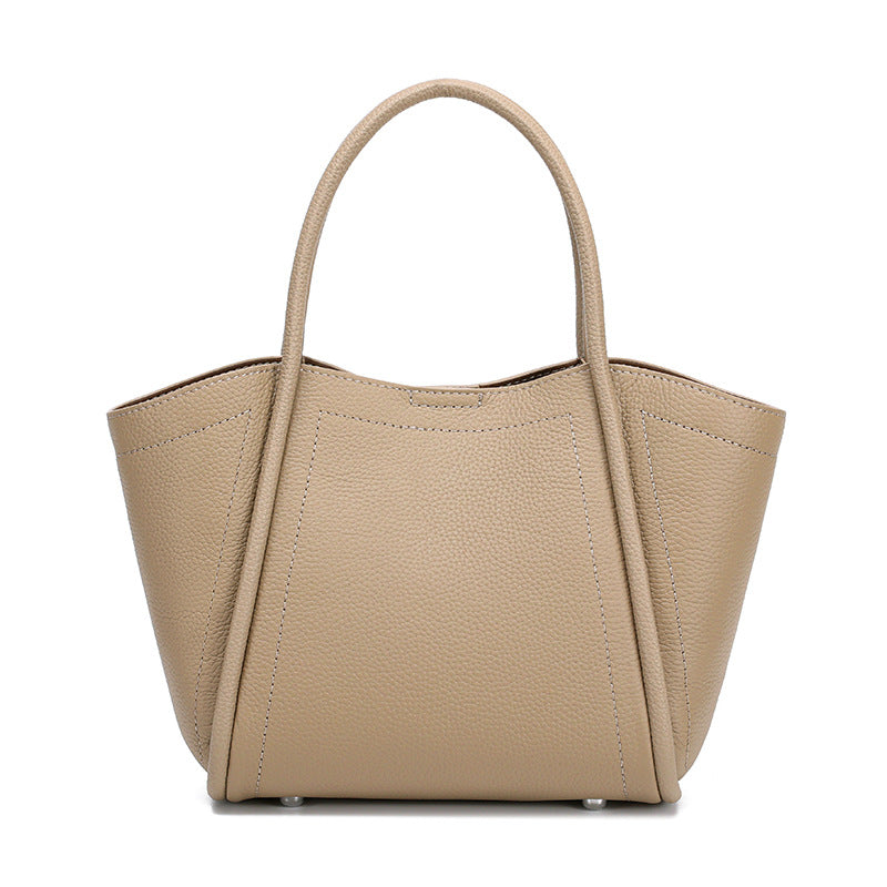 Top Layer Cowhide Basket Bucket Tote Bag for Women Large Capacity Casual Shoulder Handbag, Bestselling Purse with Trendy Elegant Design