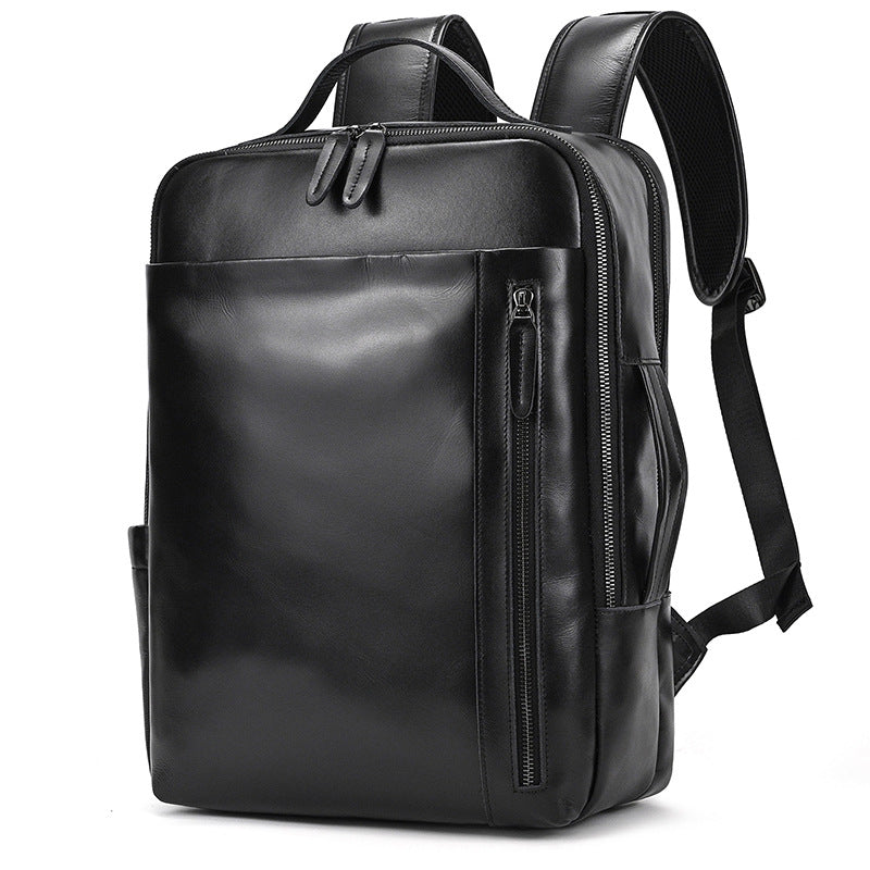 Men's Crazy Horse Leather Backpack Vintage Travel Daypack for Women Students, Genuine Leather Casual Rucksack Large Capacity