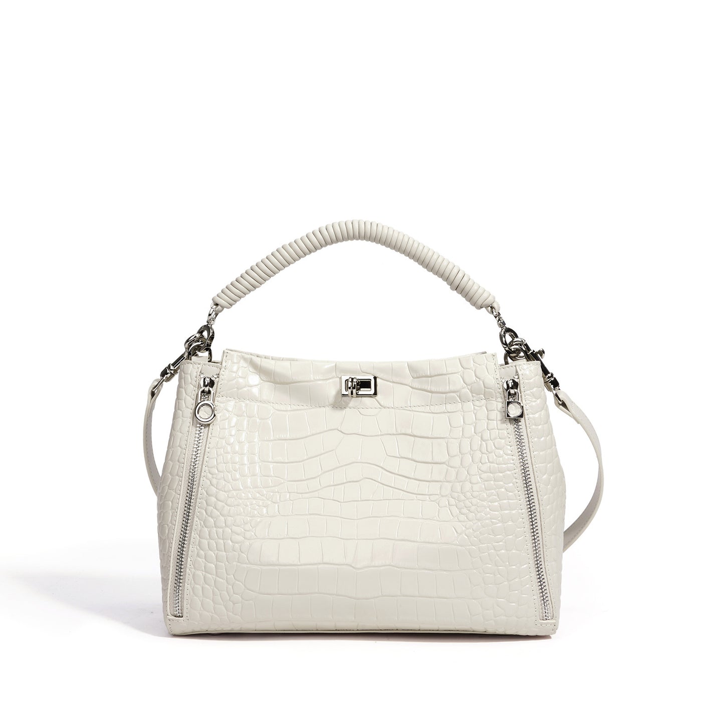 New Spring Croc-Effect High-Shine Bucket Bag for Women, A Large Capacity Top-Handle Shoulder Handbag with Premium Design, Perfect for Spring Style