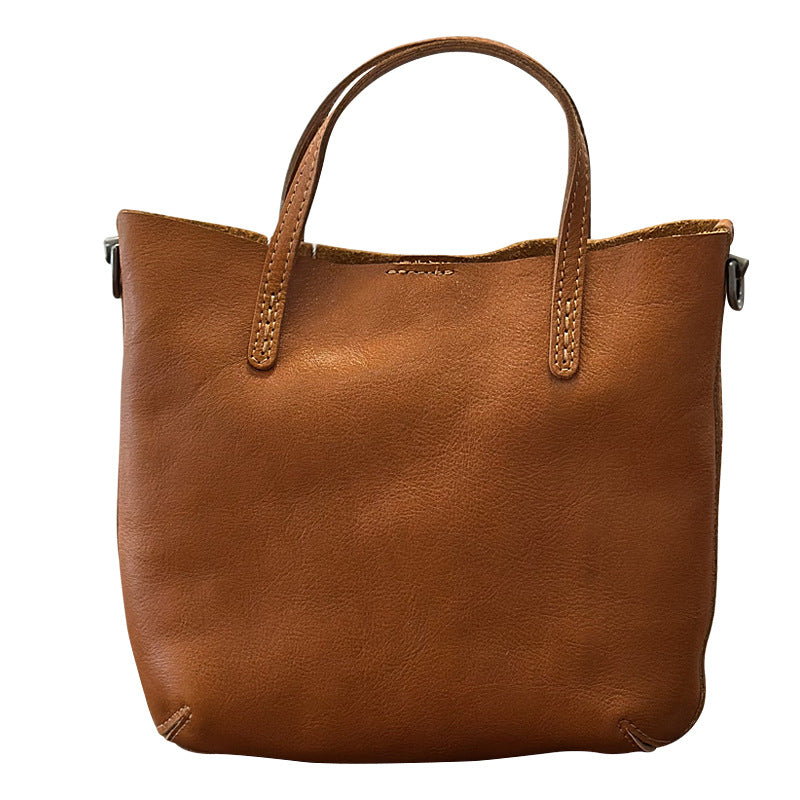 Genuine Vegetable-Tanned Leather Mini Bag for Women, New Spring Fashionable Versatile Shoulder Crossbody Purse, Trendy Small Handbag for Ladies