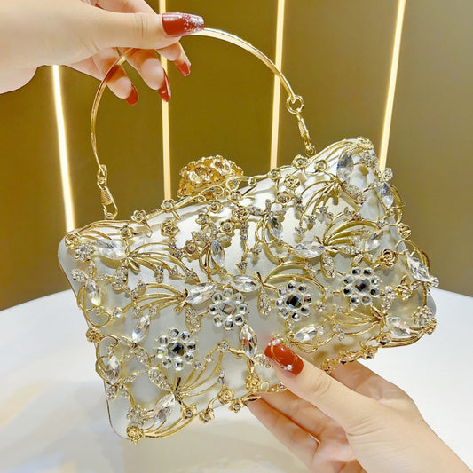 Women's Large Capacity Evening Clutch, Glamorous Small Square Chain Bag for Bridesmaid Formal Dress, Premium Purse for Banquet