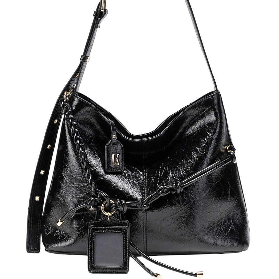 Genuine Leather Vintage Large Capacity Tote Bag for Women, Fashionable Versatile Commute Shoulder Underarm Top Handle Purse, Minimalist Casual Everyday Handbag for Ladies
