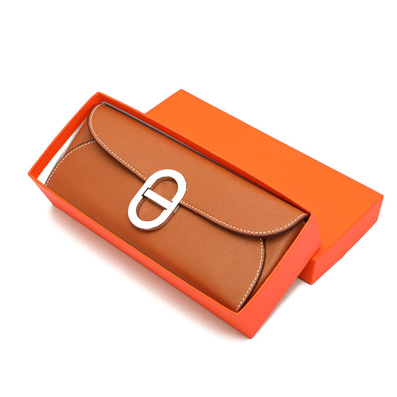 New Arrival Long Genuine Leather Wallet Clutch for Women, Minimalist 2-in-1 Purse with Removable Shoulder Strap, Can Be Worn as Handbag or Crossbody Bag