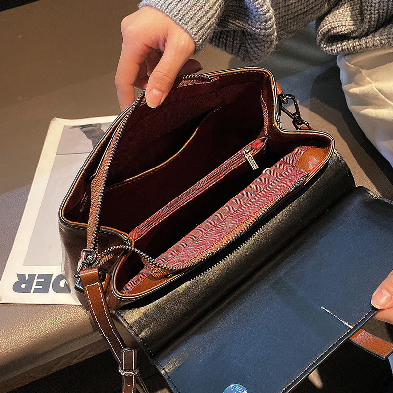Waxed Cowhide Briefcase Tote for Women Large Genuine Leather Shoulder Crossbody Handbag, Versatile Fashion Purse with Premium Finish