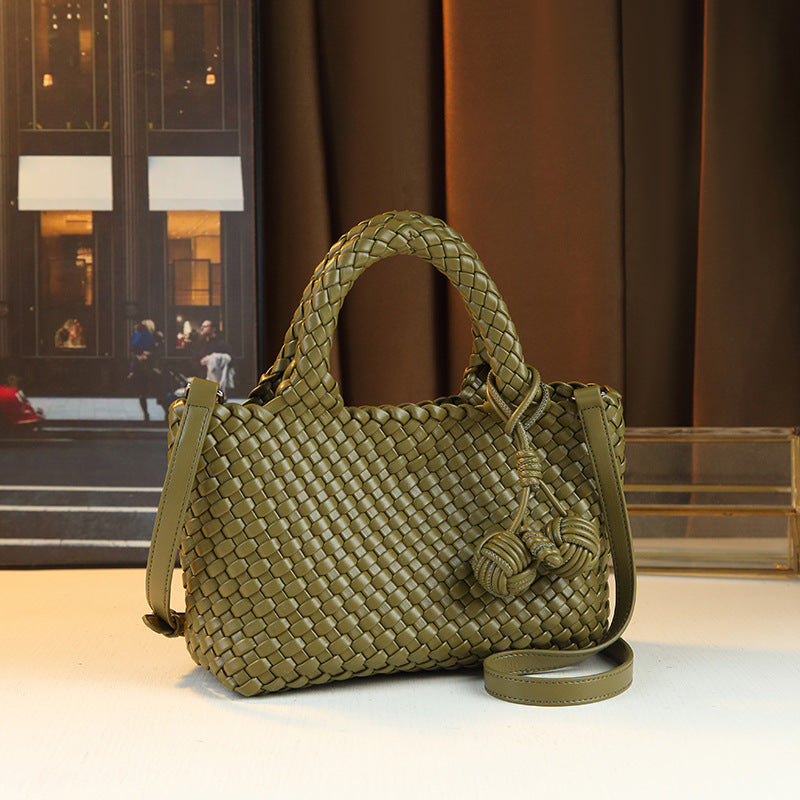Handwoven Basket Tote Bag for Women with Detachable Sub-Bag, Minimalist Commuter Shoulder Handbag with Versatile Everyday Style