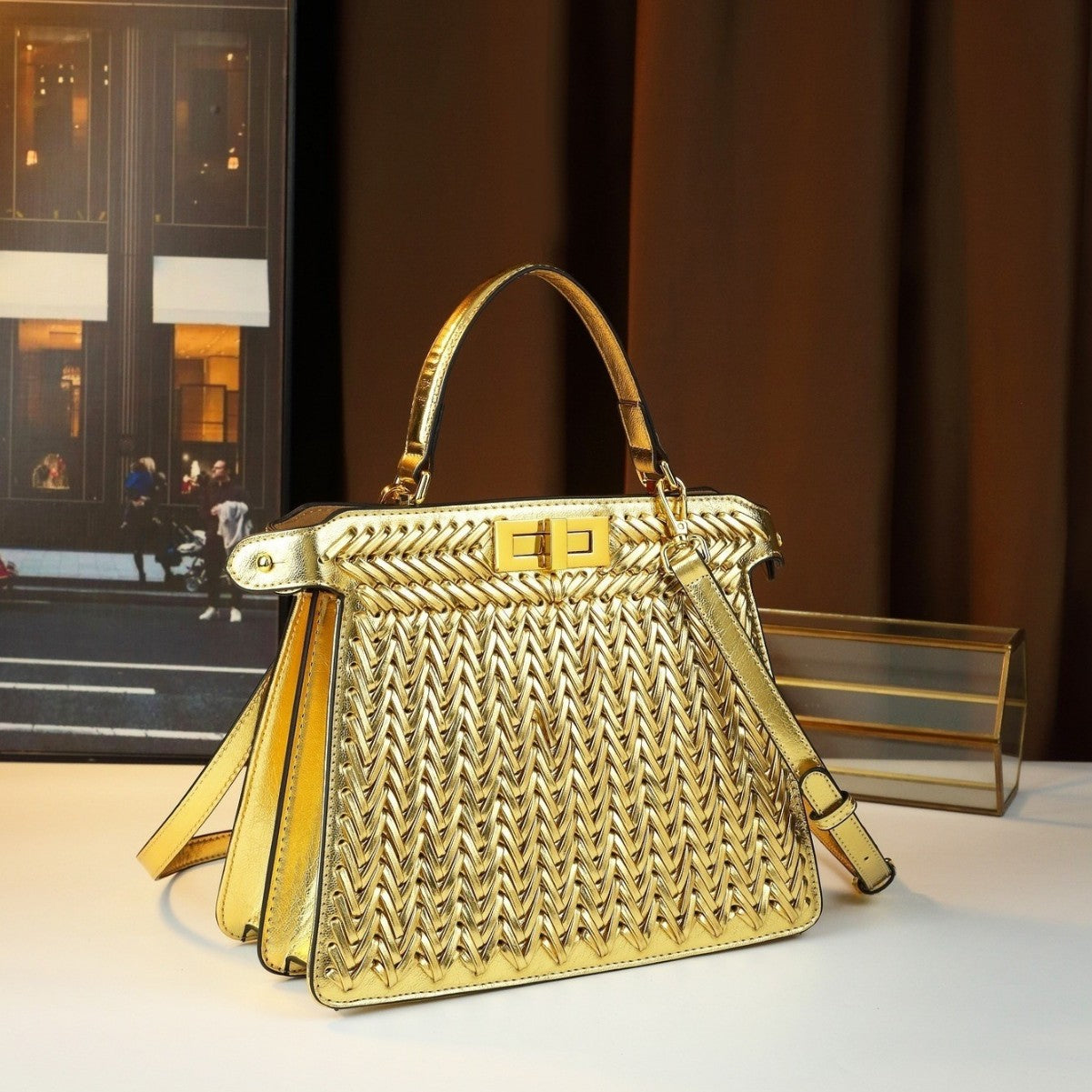Woven Kelly Tote Bag for Women Large Capacity Commuter Shoulder Crossbody Handbag, Versatile Casual Purse with Artisan Woven Texture