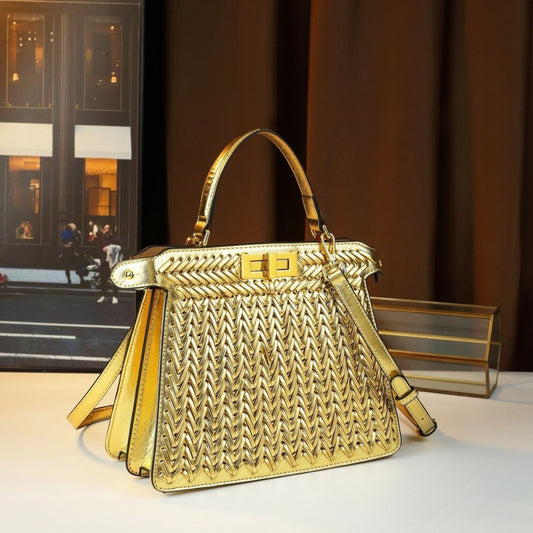 Woven Kelly Tote Bag for Women Large Capacity Commuter Shoulder Crossbody Handbag, Versatile Casual Purse with Artisan Woven Texture
