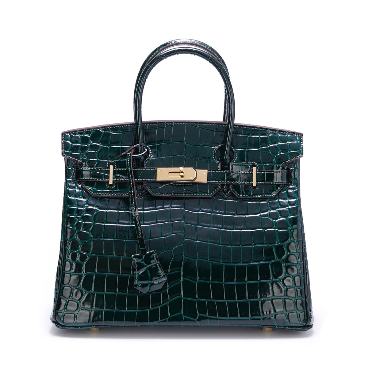 Genuine Leather Crocodile-Embossed Birkin-Style Bag for Women, New Structured Large Top Handle Shoulder Crossbody Purse, Versatile Everyday Handbag for Ladies
