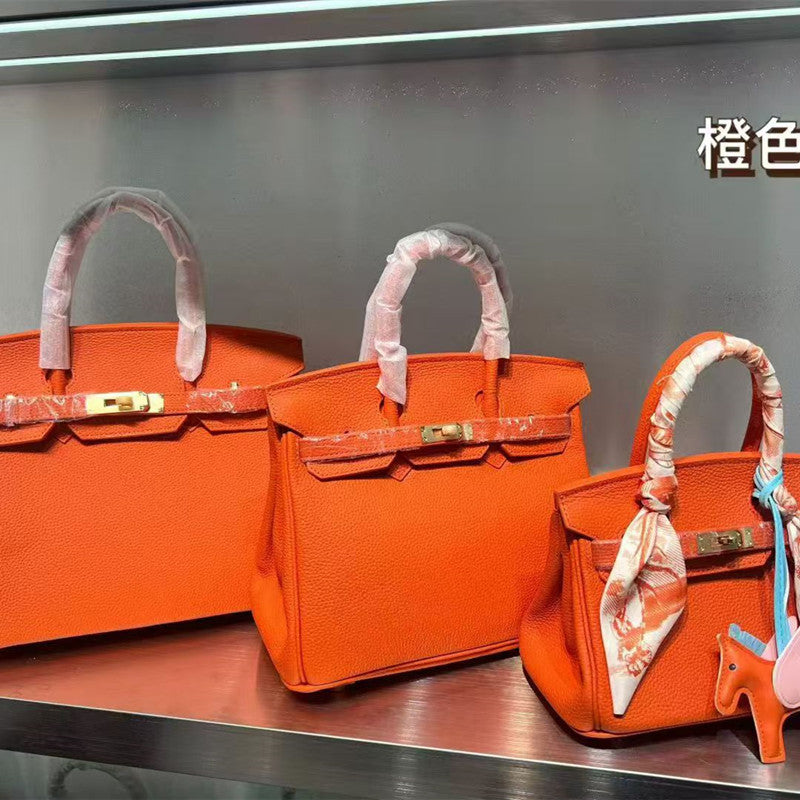 Premium Top-Layer Cowhide Birkin-Inspired Tote Bag for Women, High-Quality Large Capacity Shoulder Crossbody Handbag with Versatile Design, Perfect for Banquets & Everyday