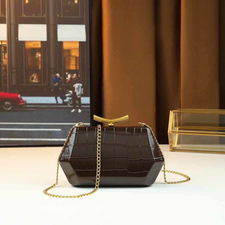 Geometric Diamond Pattern Boston Bag for Women Irregular Design Evening Shoulder Crossbody Purse with High-Quality Texture and Unique Silhouette