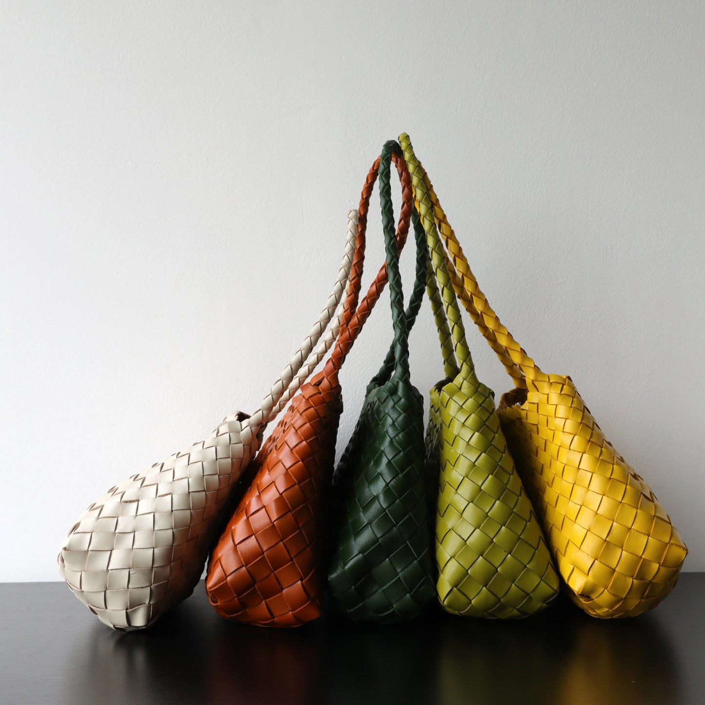 Top Layer Cowhide Handwoven Basket Bag for Women Light Luxury French Vintage Shoulder Underarm Handbag, Genuine Leather Purse with Artisan Texture