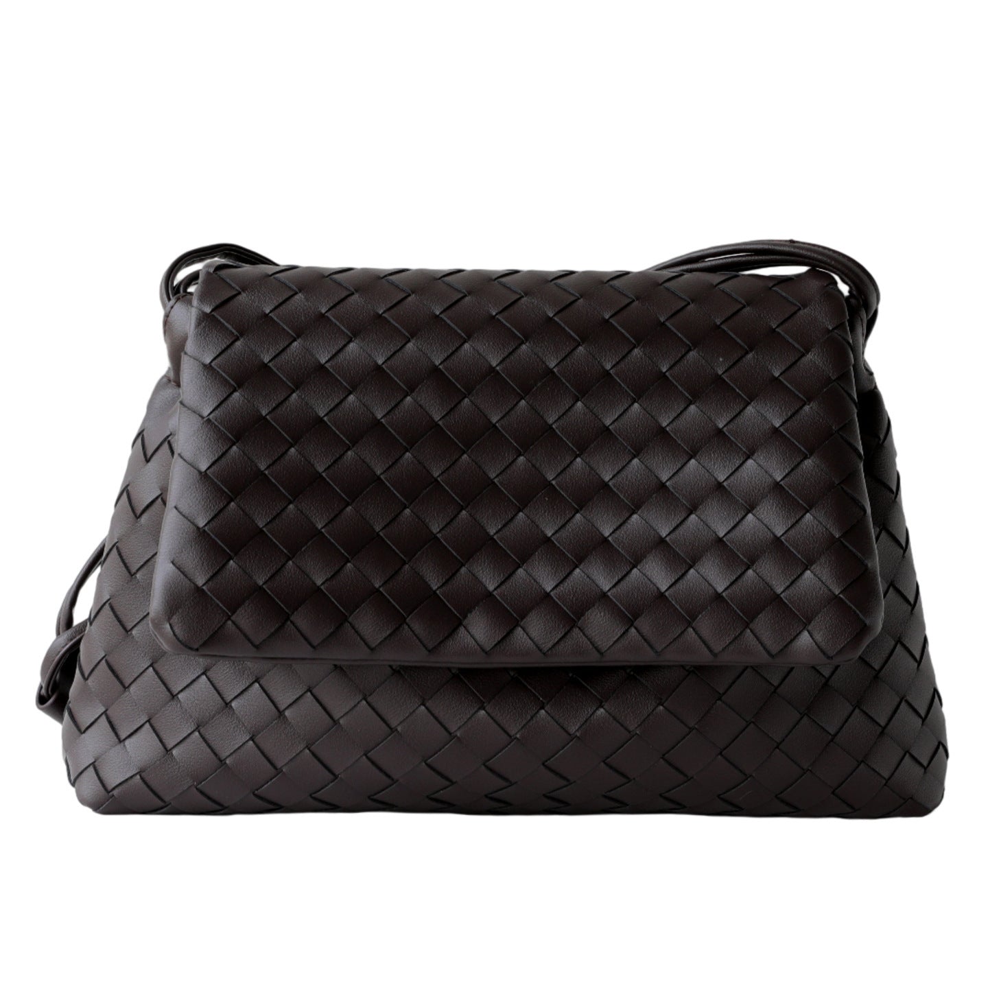 Handwoven Genuine Leather Flap Messenger Bag for Women Large Capacity Shoulder Crossbody Handbag, Artisan Purse with Timeless Style