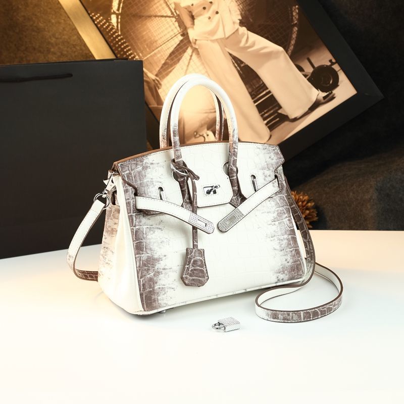 Chic Croc-Embossed Birkin-Inspired Tote Bag for Women, Premium Genuine Leather Top-Handle Crossbody Shoulder Handbag with Elegant Spacious Design, Everyday Purse