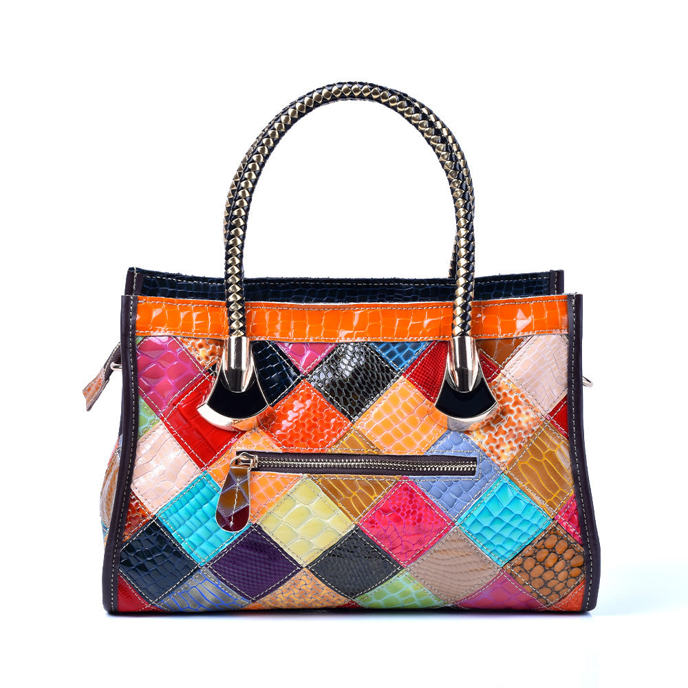 Genuine Leather Snakeskin Handmade Handbag for Women, Trendy Crossbody Top Handle Purse, Versatile Multi-Functional Shoulder Bag for Ladies