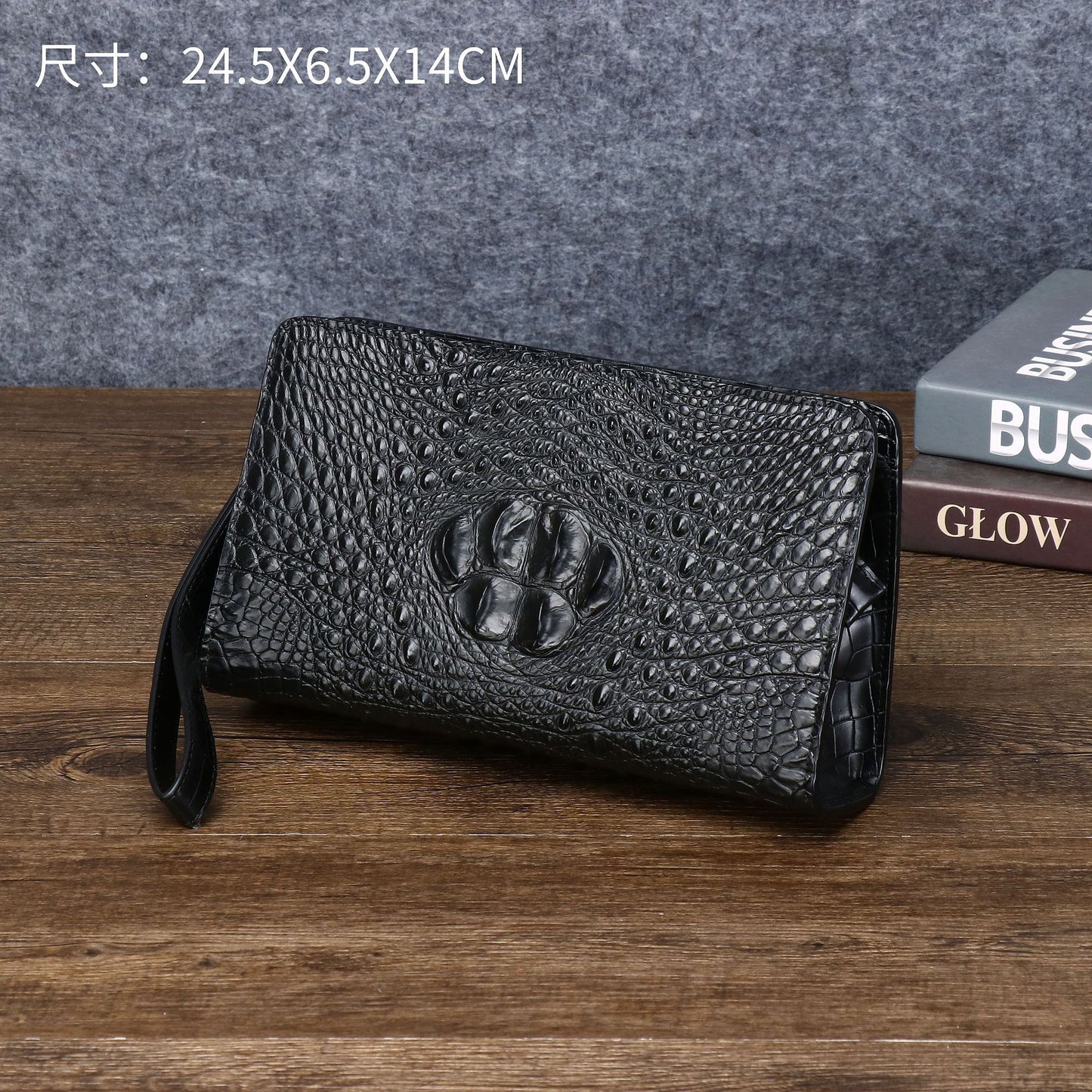 New Arrival Croc-Effect Men's Clutch Bag, A Multi-Functional Large Capacity Hand Grab Wallet with Multiple Compartments & High-End Sophisticated Design