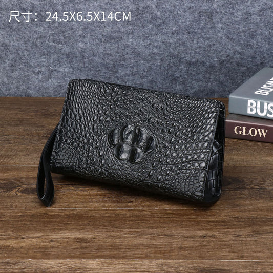 New Arrival Croc-Effect Men's Clutch Bag, A Multi-Functional Large Capacity Hand Grab Wallet with Multiple Compartments & High-End Sophisticated Design