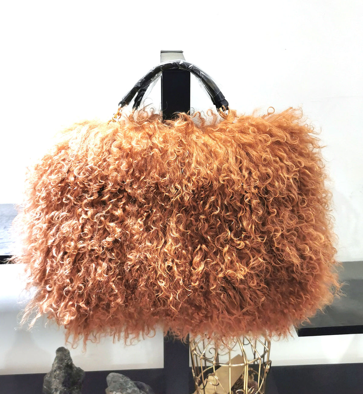 Genuine Sheepskin Wool Fluffy Large Tote Bag for Women, New Luxury Faux Fur Shoulder Handbag, Soft Warm Fur Purse for Ladies