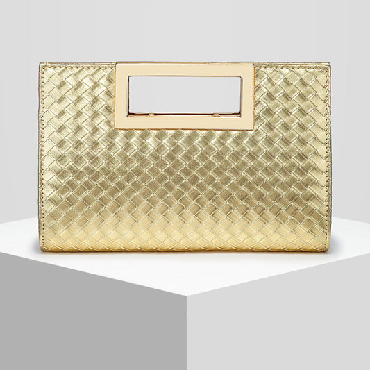 Woven Evening Clutch for Women, New Fashionable Banquet Top Handle Bag, Elegant Wedding Party Handbag for Ladies