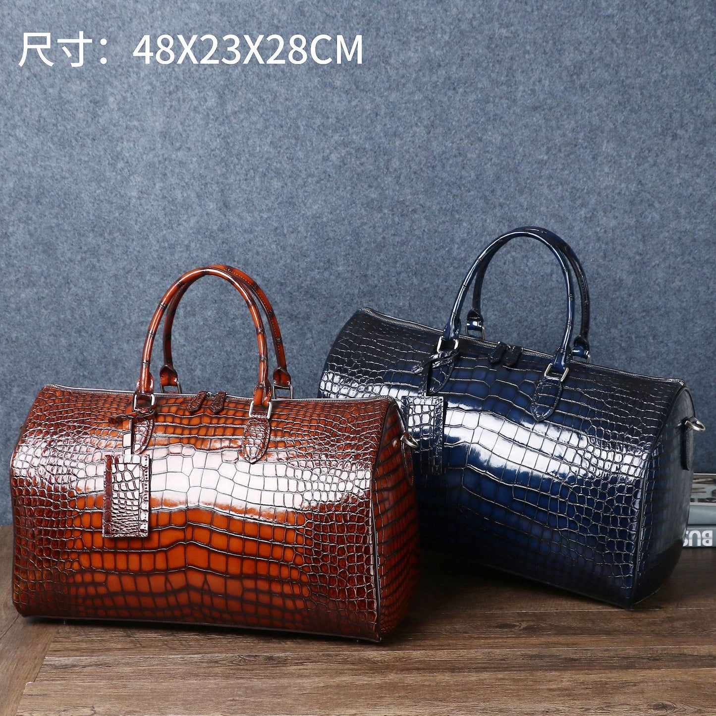 New Arrival Distressed Croc-Effect Large Travel Duffel Bag for Men, A Spacious Top-Handle Carryall Perfect for Business Trips & Weekend Getaways