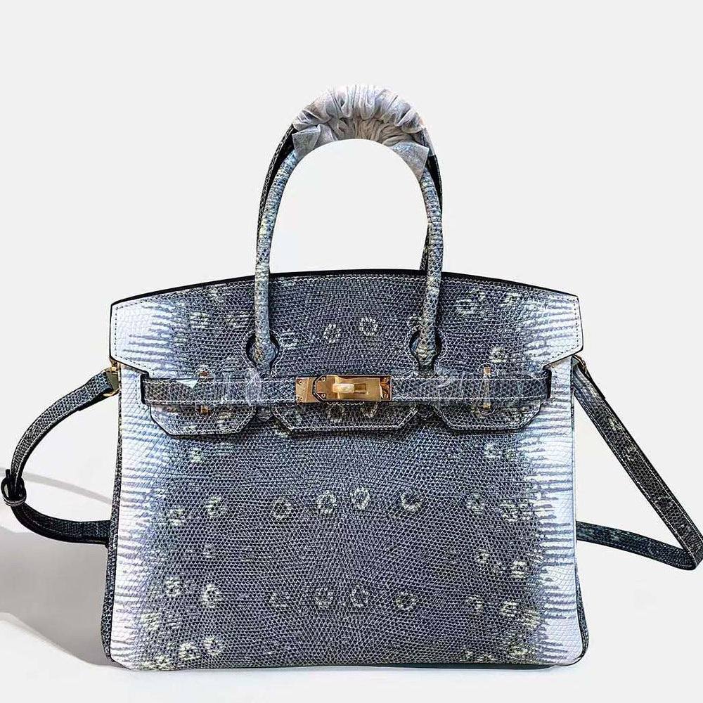 New Birkin Style Large Tote Bag for Women High Gloss Crocodile Embossed Genuine Leather Shoulder Handbag Crossbody Purse