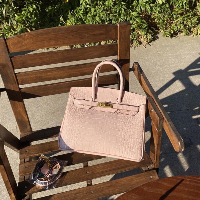 Chic Croc-Embossed Birkin-Inspired Tote Bag for Women, Premium Genuine Leather Shoulder Crossbody Top-Handle Handbag with Dopamine Bright Colorful Style, High-End Everyday Purse
