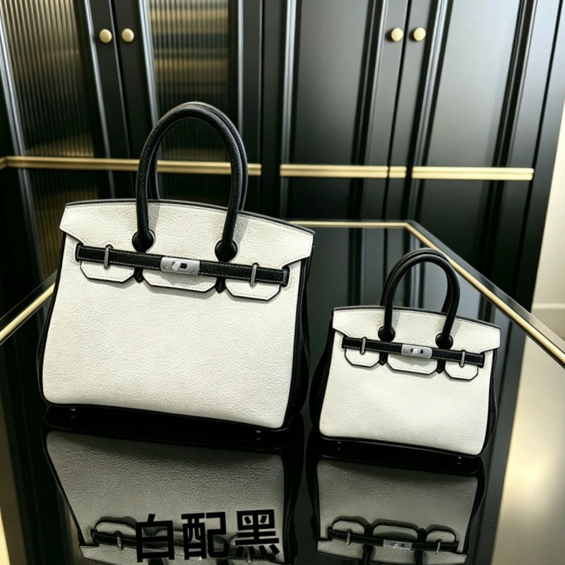 Premium Genuine Leather Birkin-Inspired Tote Bag for Women, Spacious Large Capacity Handbag with Versatile Shoulder Crossbody Carry, Perfect for Banquets Work & Everyday Style