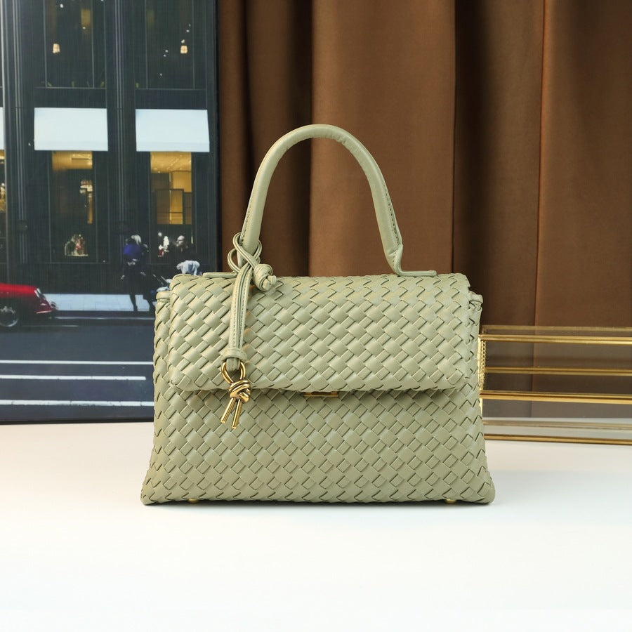 Handwoven Mini Square Bag for Women Niche Designer Briefcase Commuter Tote, Minimalist Versatile Top Handle Handbag with Artisan Weave Craftsmanship