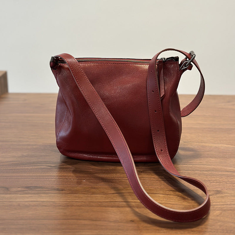 Genuine Vegetable-Tanned Cowhide Bucket Bag for Women, New Casual Shoulder Crossbody Purse, Premium Leather Handbag for Ladies