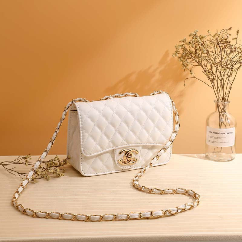 Genuine Leather Korean Style Quilted Chain Small Square Bag for Women, New Fashionable Crossbody Shoulder Purse, Trendy Everyday Handbag for Ladies