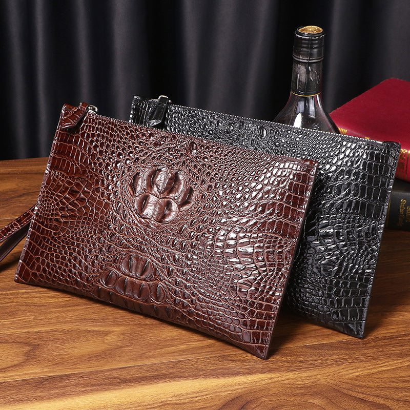 New Arrival Silicone Croc-Effect Large Clutch Bag for Men, A Slim Business Envelope Wallet with Fashionable Casual Design