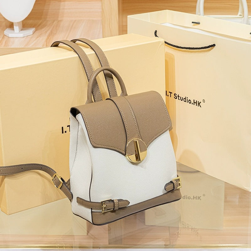 Genuine Leather Backpack for Women, New Casual Fashion Minimalist Large Capacity Travel Daypack, Versatile Everyday Bag for Ladies