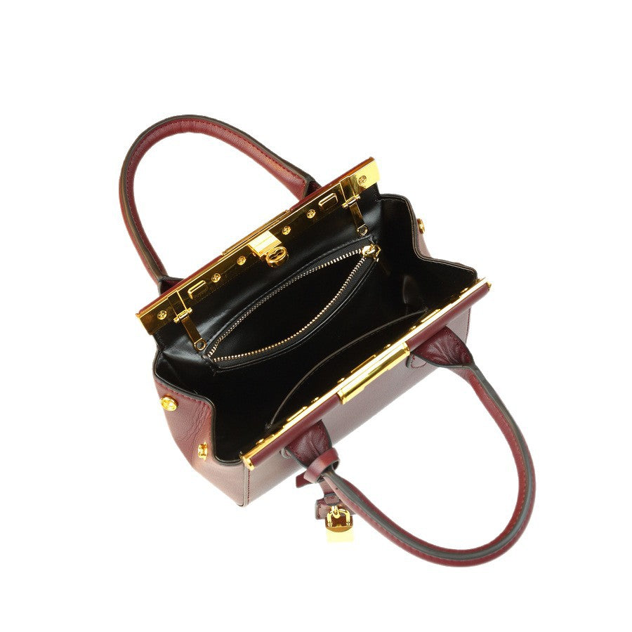 French Vintage Shell Bag for Women Classic Clasp Closure Chain Top Handle Shoulder Purse, Premium Versatile Handbag with Timeless Parisian Elegance