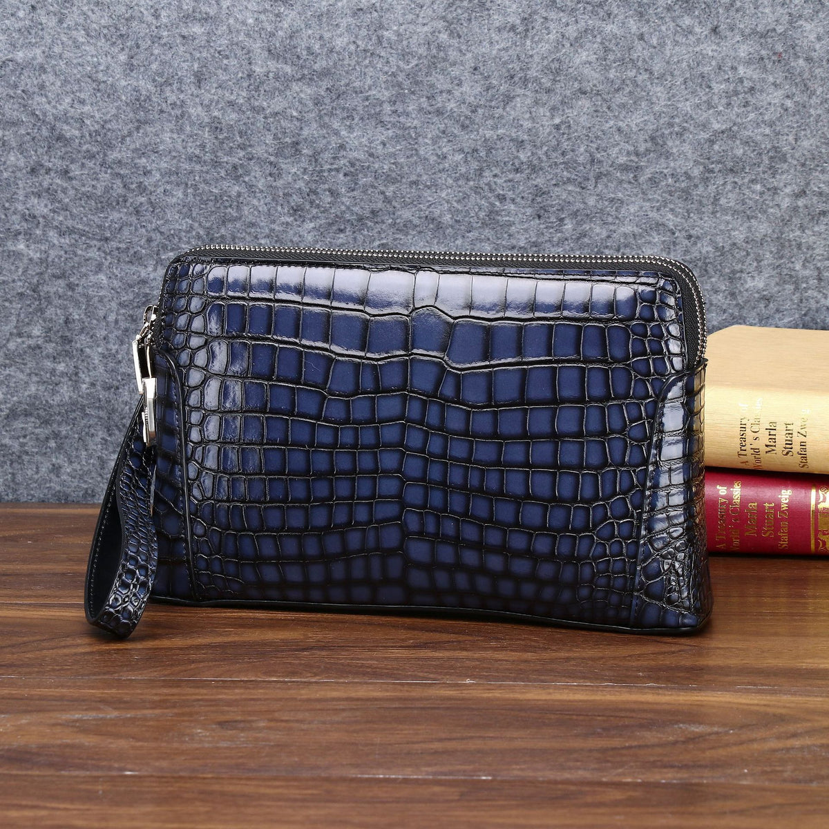 New Arrival Distressed Croc-Effect Large Clutch Bag for Men, A Multi-Functional Business Handheld Organizer with Combination Lock & Spacious Capacity