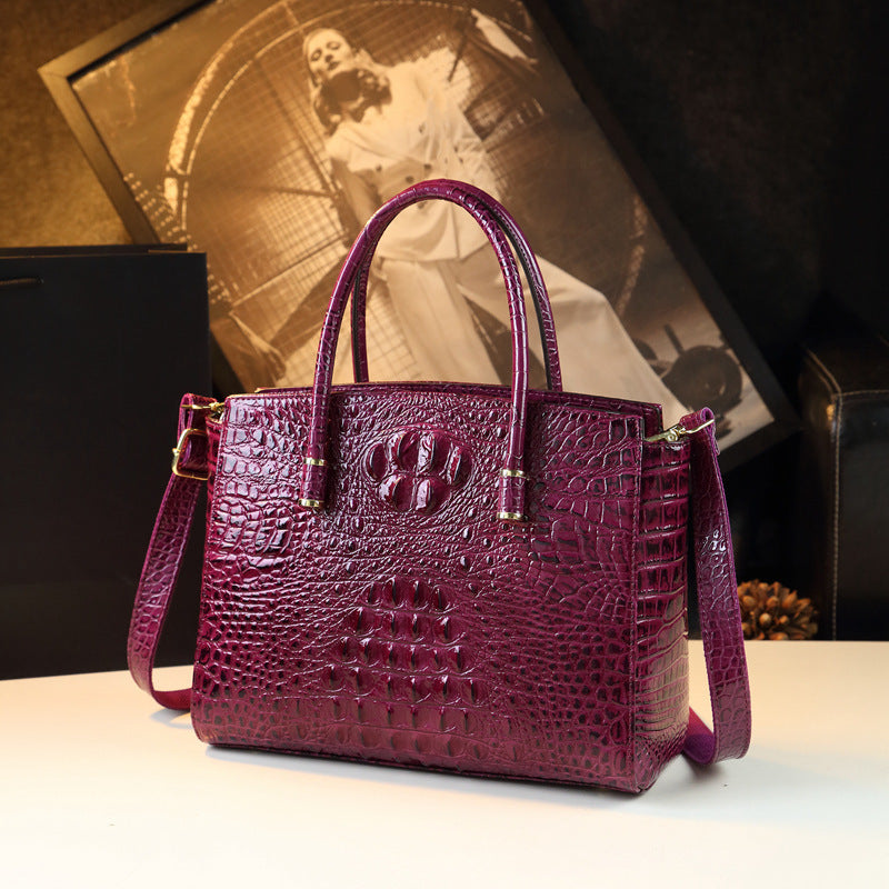 New Arrival Croc-Effect Large Capacity Tote Bag for Women, A Shoulder Top-Handle Handbag with Versatile Design, Perfect for Middle-Aged Moms