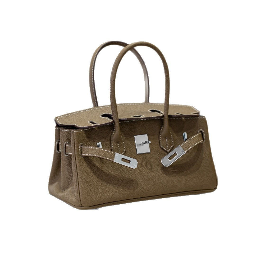 Chic Light Luxury Birkin-Inspired Shoulder Bag for Women, Elegant Top-Handle Crossbody Handbag with Premium Texture, Versatile Spring/Summer Commuter Purse