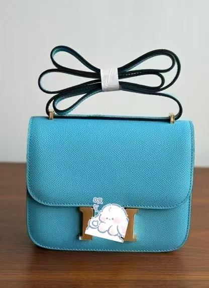 Genuine Top Layer Cowhide Epsom Palm Texture Constance-Style 19cm Bag for Women, 2025 Hermès-Inspired Crossbody Shoulder Top Handle Small Square Purse, Trendy Handbag for Ladies