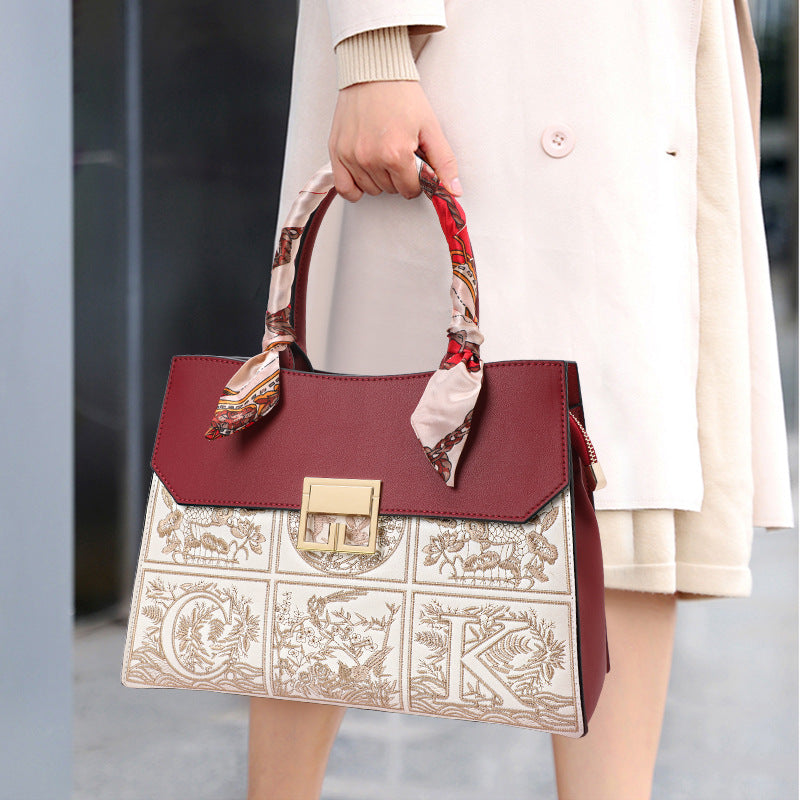 New Fall Winter Cowhide Mom Bag, Versatile Crossbody Top Handle Purse, Premium Genuine Leather Wedding Handbag for Women