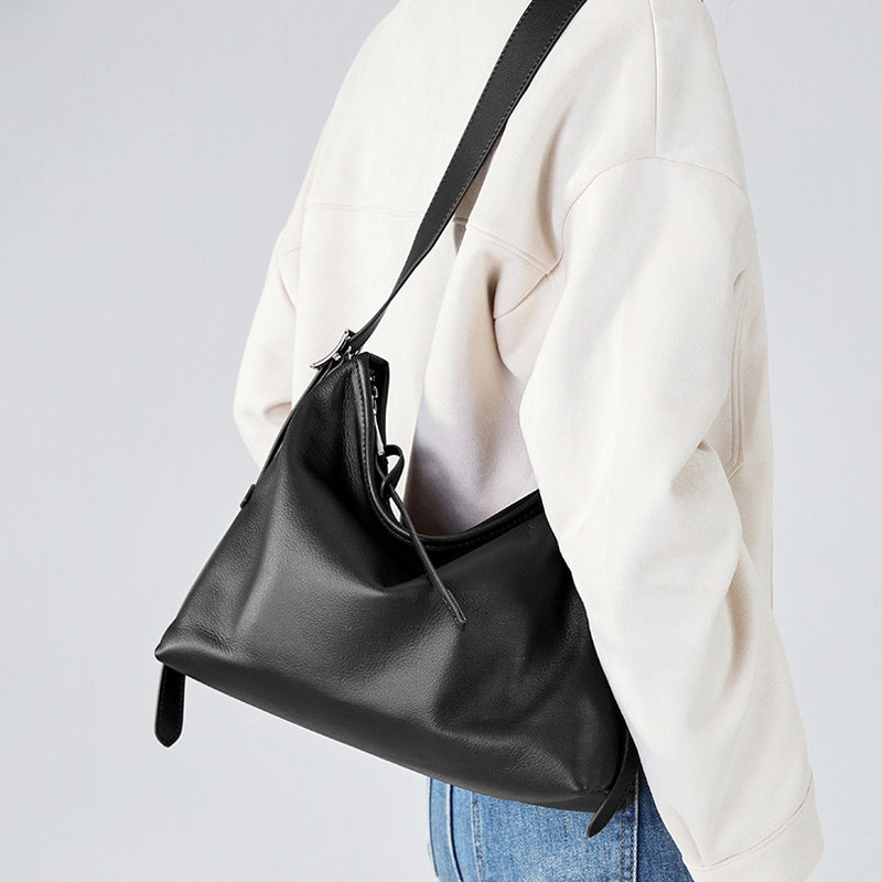 Slouchy Underarm Tote Bag for Women Large Capacity Genuine Leather Shoulder Handbag, Bestselling Trendy Purse with Relaxed Effortless Style