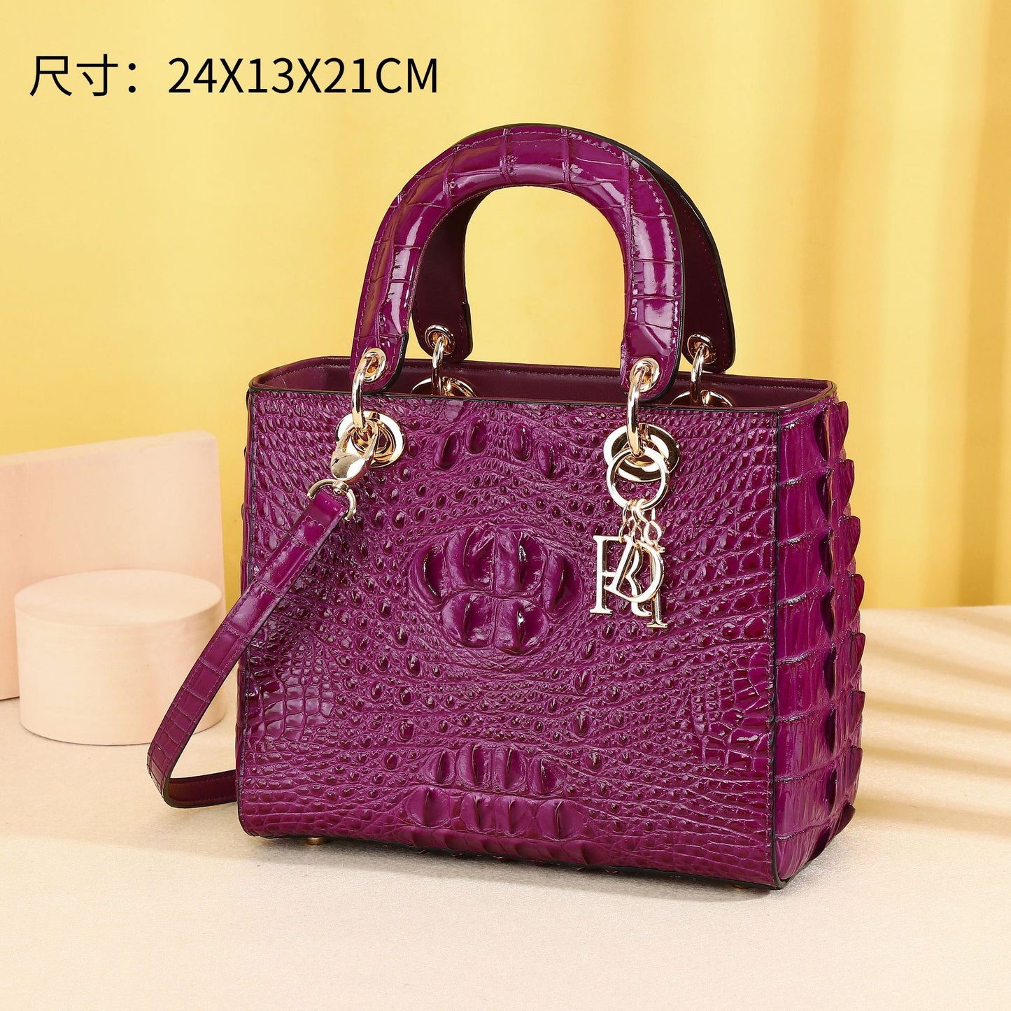 New Arrival Croc-Effect Lady-Inspired Bag for Women, A Trendy Top-Handle Crossbody Small Square Handbag with Versatile Premium Design