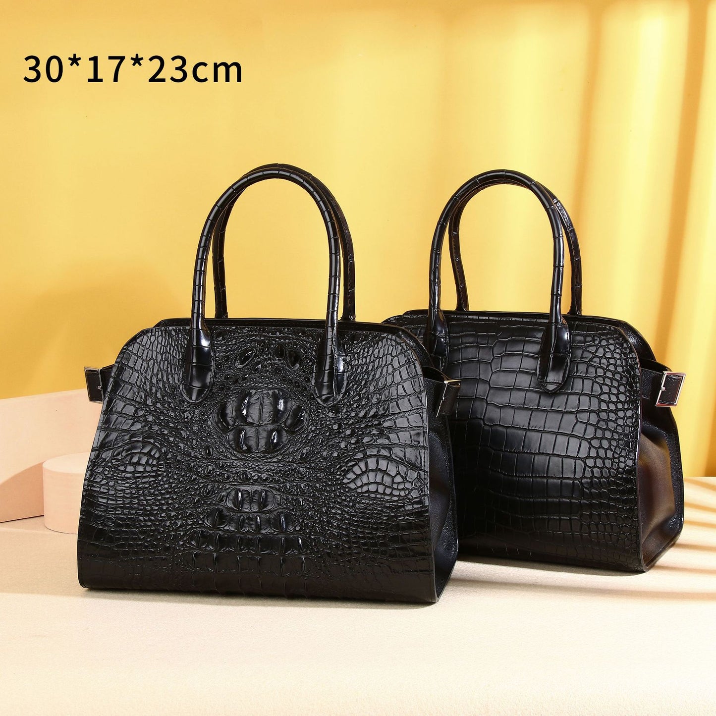 New Arrival Siamese Croc-Effect Genuine Leather Garden Tote for Women, A Fashionable Top-Handle Shoulder Crossbody Handbag with Trendy Design