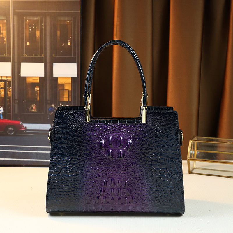 New Arrival Multi-Color Croc-Effect Commuter Bag for Women, A Large Capacity Top-Handle Shoulder Crossbody Handbag with Trendy Everyday Design 7990