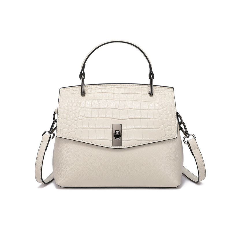 New Arrival Croc-Effect Genuine Leather Small Square Bag for Women, A Premium Top-Layer Cowhide Shoulder Handbag with Elegant Design, Perfect Gift for Mom