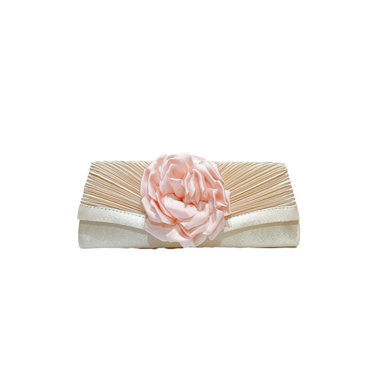 Elegant Pleated Evening Clutch for Women, A Floral Chanel-Style Crossbody Banquet Bag with Premium Sophisticated Design, Perfect for Formal Dresses & Special Occasions