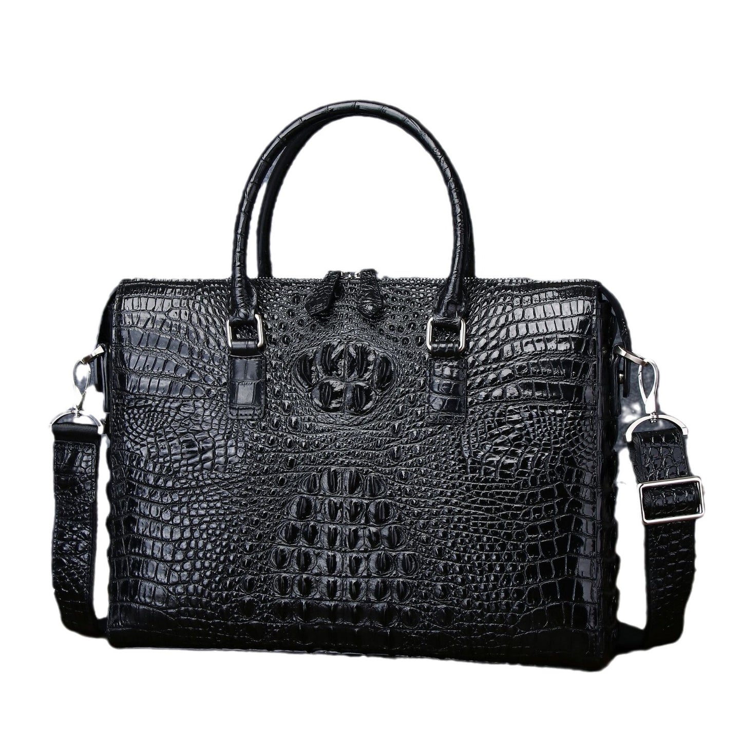 New Arrival Croc-Effect Business Briefcase for Men, A Large Capacity Document Laptop Shoulder Crossbody Bag with Professional Design, Perfect for Work & Travel