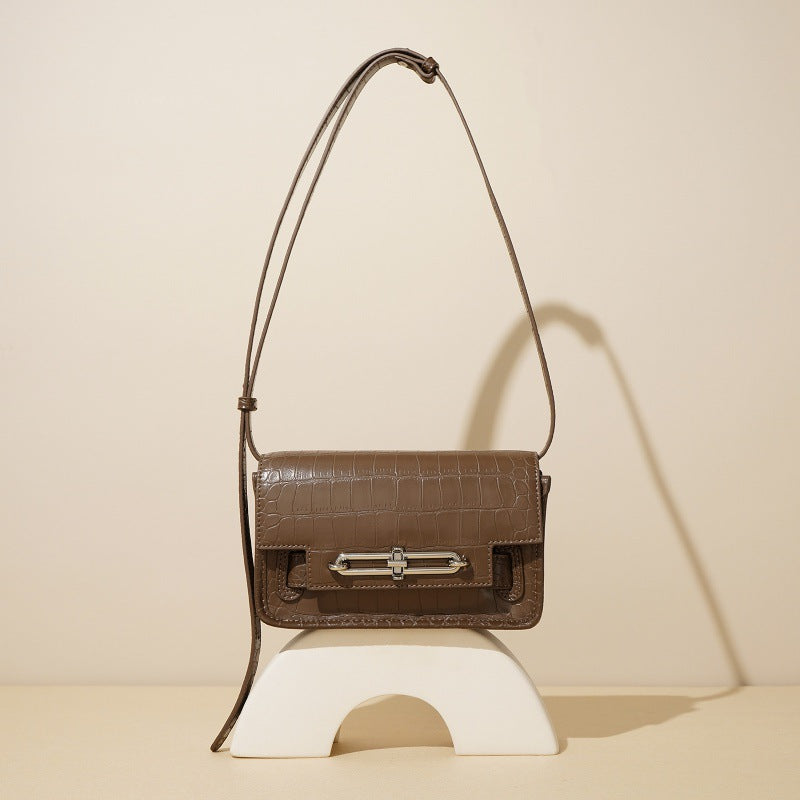 New Arrival Croc-Effect Small Square Bag for Women, A Premium Turn-Lock Crossbody Shoulder Handbag with Versatile Fashionable Design, Perfect Everyday Mini Purse