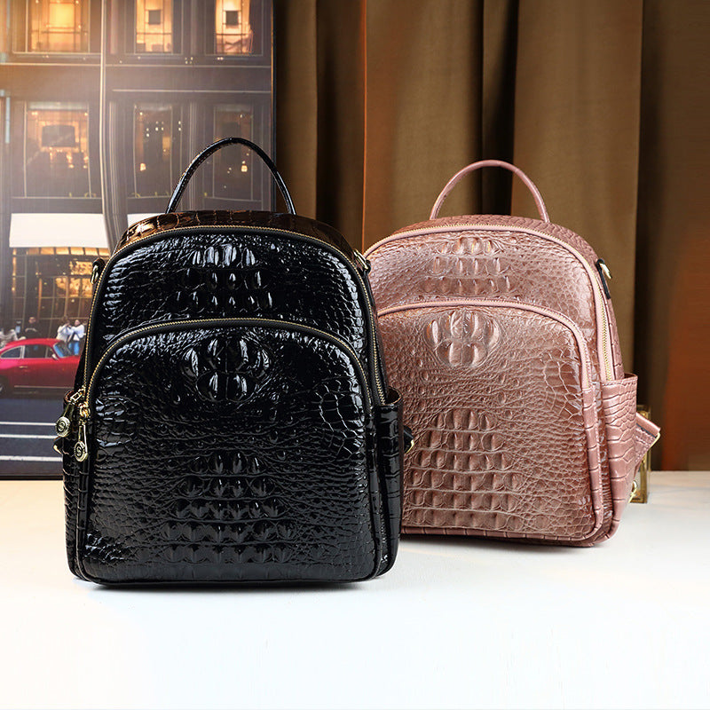 New Arrival Croc-Effect Large Capacity Backpack for Women, A Versatile Casual Travel Commuter Daypack with Premium Design, Perfect for Business Trips & Daily Use